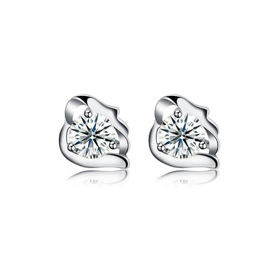 925 Sterling Silver Simple Elegant Exquisite Mini Flower Earrings and Ear Studs with Cubic Zircon