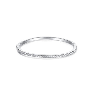 Fashion Simple Geometric Round Bangle with Cubic Zirconia