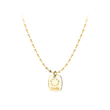 Load image into Gallery viewer, 925 Sterling Silver Plated Gold Simple and Fashion Smiley Geometric Square Pendant with Necklace