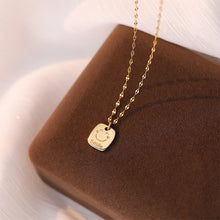 Load image into Gallery viewer, 925 Sterling Silver Plated Gold Simple and Fashion Smiley Geometric Square Pendant with Necklace