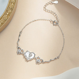 925 Sterling Silver Fashion Romantic Rose Mother-of-pearl Heart-shaped Bracelet with Cubic Zirconia