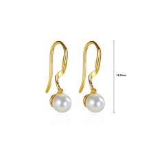 Load image into Gallery viewer, 925 Sterling Silver Plated Gold Simple and Elegant Geometric Line Imitation Pearl Earrings