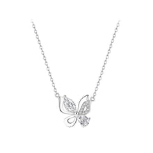 Load image into Gallery viewer, 925 Sterling Silver Fashion Simple Butterfly Pendant with Cubic Zirconia and Necklace