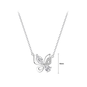 925 Sterling Silver Fashion Simple Butterfly Pendant with Cubic Zirconia and Necklace