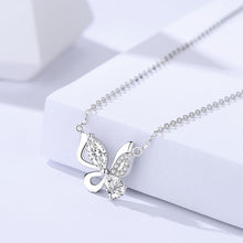 Load image into Gallery viewer, 925 Sterling Silver Fashion Simple Butterfly Pendant with Cubic Zirconia and Necklace