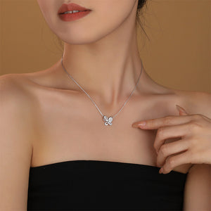 925 Sterling Silver Fashion Simple Butterfly Pendant with Cubic Zirconia and Necklace