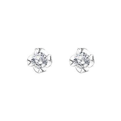 925 Sterling Silver Fashion Simple Heart Shape Stud Earrings with Cubic Zirconia