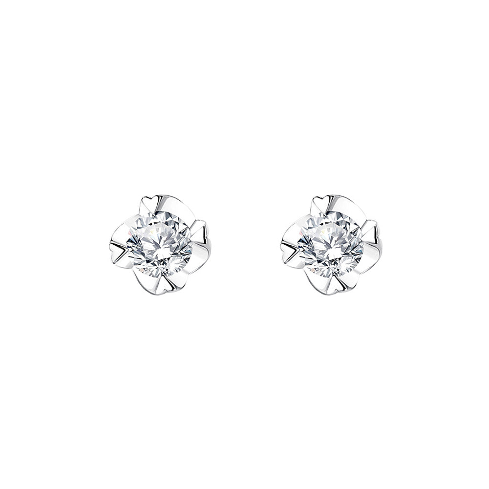 925 Sterling Silver Fashion Simple Heart Shape Stud Earrings with Cubic Zirconia