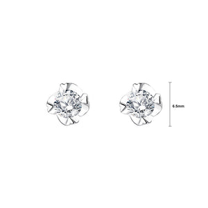 925 Sterling Silver Fashion Simple Heart Shape Stud Earrings with Cubic Zirconia