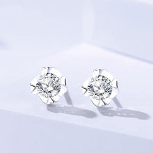 Load image into Gallery viewer, 925 Sterling Silver Fashion Simple Heart Shape Stud Earrings with Cubic Zirconia