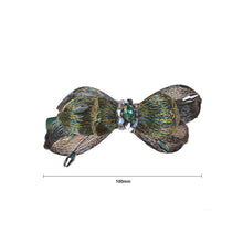 Load image into Gallery viewer, Simple Sweet Green Ribbon Hair Slides with  Cubic Zirconia