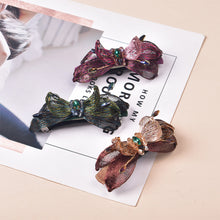 Load image into Gallery viewer, Simple Sweet Green Ribbon Hair Slides with  Cubic Zirconia