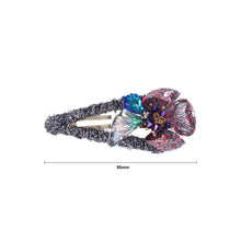 Load image into Gallery viewer, Fashion and Sweet Plated Gold Purple Flower Butterfly Hair Clip with Cubic Zirconia