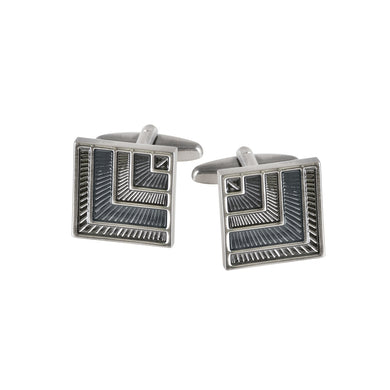 Simple and Personalized Black Striped Geometric Square Cufflinks