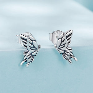 925 Sterling Silver Simple Cute Butterfly Stud Earrings