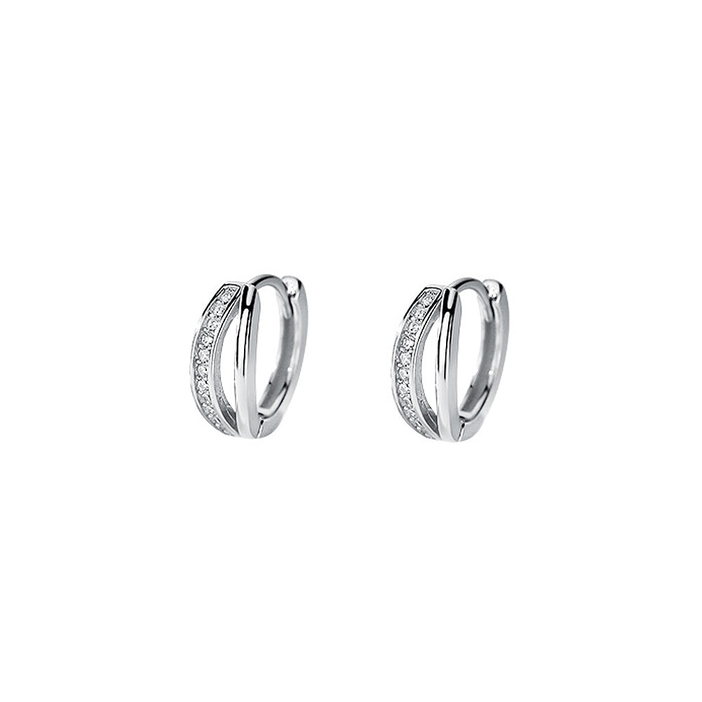 925 Sterling Silver Fashion Simple Geometric Earrings with Cubic Zirconia