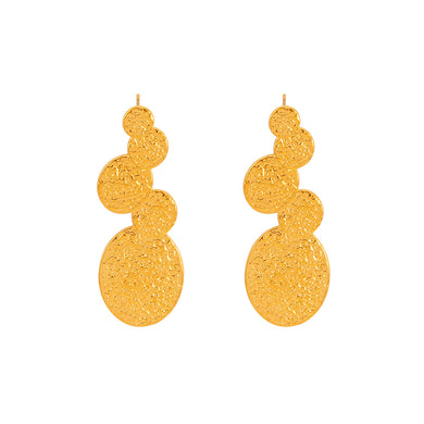 Fashion Personality Plated Gold 316L Stainless Steel Pattern Geometric Oval Earrings