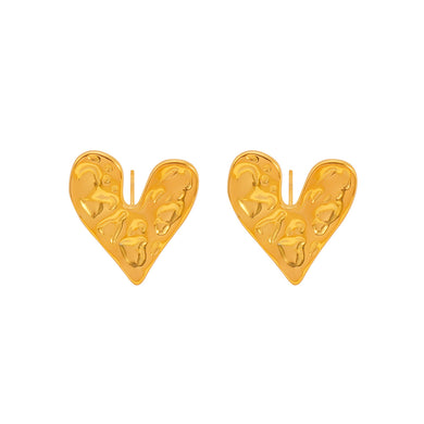 Fashion and Simple Plated Gold 316L Stainless Steel Irregular Pattern Heart-shaped Stud Earrings