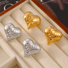 Load image into Gallery viewer, Simple and Romantic Plated Gold 316L Stainless Steel Pattern Heart-shaped Stud Earrings