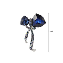 Load image into Gallery viewer, Fashion Bright Plated Gold Ribbon Brooch with Blue Cubic Zirconia