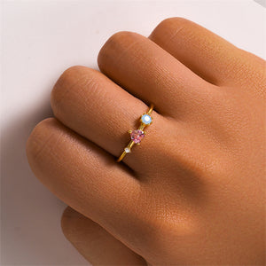 925 Sterling Silver Plated Gold Simple Fashion Heart Shape Adjustable Open Ring with Cubic Zirconia