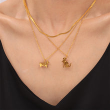 Load image into Gallery viewer, Simple and Fashion Plated Gold 316L Stainless Steel Cat Pendant with Necklace