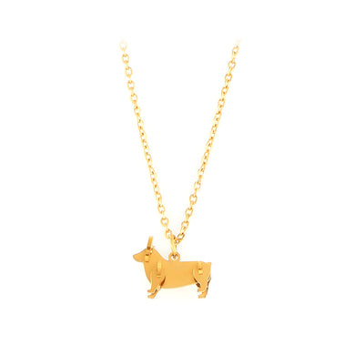 Simple and Fashion Plated Gold 316L Stainless Steel Puppy Pendant with Necklace