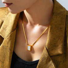 Load image into Gallery viewer, Fashion and Simple Plated Gold 316L Stainless Steel Geometric Cube Shell Pendant with Necklace