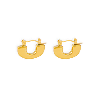 Fashion and Simple Plated Gold 316L Stainless Steel U-shaped Geometric Earrings