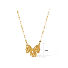 Load image into Gallery viewer, Fashion and Sweet Plated Gold 316L Stainless Steel Ribbon Pendant with Necklace