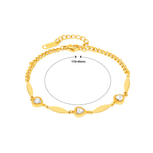 Fashion and Simple Plated Gold 316L Stainless Steel Heart-shaped Bracelet with Cubic Zirconia