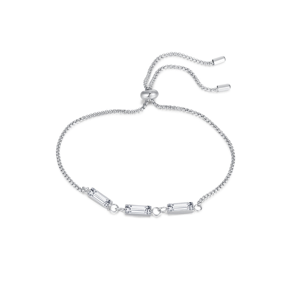 Fashion and Simple 316L Stainless Steel Geometric Cube Cubic Zirconia Adjustable Bracelet