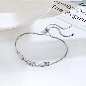 Fashion and Simple 316L Stainless Steel Geometric Cube Cubic Zirconia Adjustable Bracelet