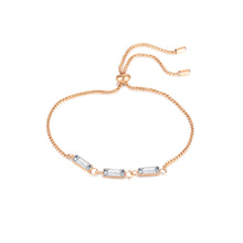 Load image into Gallery viewer, Fashion and Simple Plated Rose Gold 316L Stainless Steel Geometric Square Cubic Zirconia Adjustable Bracelet