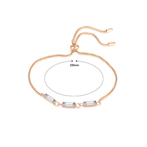 Fashion and Simple Plated Rose Gold 316L Stainless Steel Geometric Square Cubic Zirconia Adjustable Bracelet