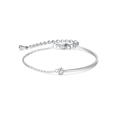 Simple and Fashion 316L Stainless Steel Geometric Splicing Chain Bracelet with Cubic Zirconia