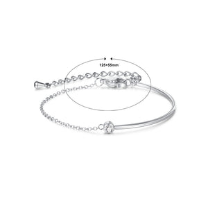 Simple and Fashion 316L Stainless Steel Geometric Splicing Chain Bracelet with Cubic Zirconia