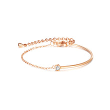 Load image into Gallery viewer, Simple and Fashion Plated Rose Gold 316L Stainless Steel Geometric Splicing Chain Bracelet with Cubic Zirconia