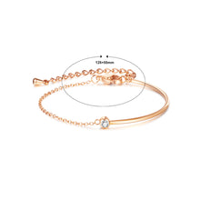 Load image into Gallery viewer, Simple and Fashion Plated Rose Gold 316L Stainless Steel Geometric Splicing Chain Bracelet with Cubic Zirconia