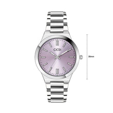 Load image into Gallery viewer, GEDI Fashion Simple Round Quartz Watch Diameter 35mm, Purple Surface, Stainless Steel Strap