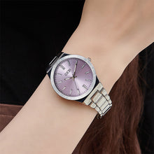 Load image into Gallery viewer, GEDI Fashion Simple Round Quartz Watch Diameter 35mm, Purple Surface, Stainless Steel Strap