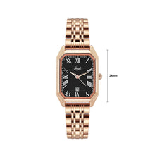 Load image into Gallery viewer, GEDI Fashion Temperament Plated Rose Gold Geometric Quartz Watch Black Surface Metal Strap