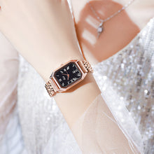 Load image into Gallery viewer, GEDI Fashion Temperament Plated Rose Gold Geometric Quartz Watch Black Surface Metal Strap