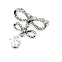 Load image into Gallery viewer, Elegant Ribbon Brooch with Silver Austrian Element Crystal