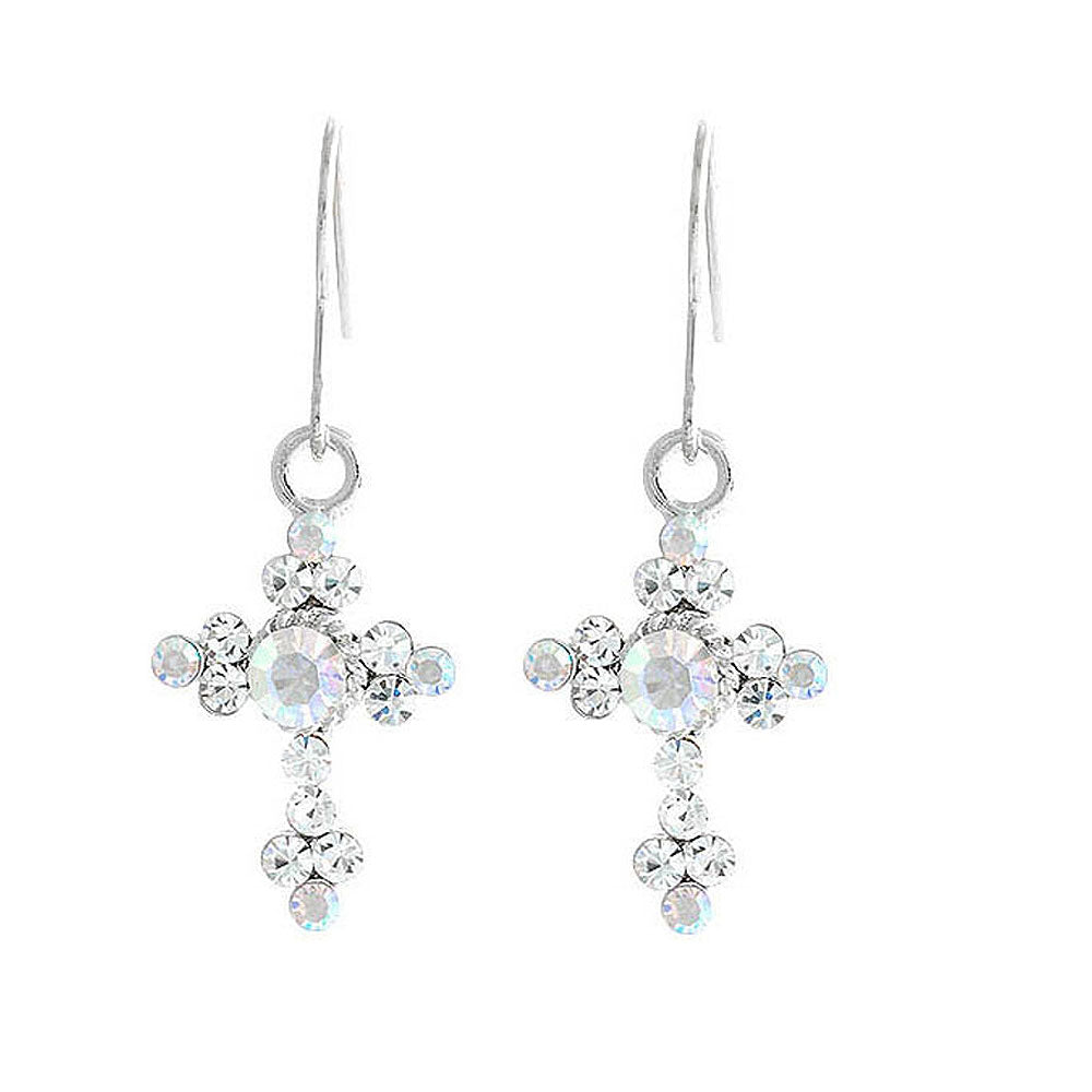 Crosslet Pair Earing with Silver Austrian Element Crystals