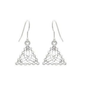 Sparkling Triangular Earrings with Silver Austrian Crystals