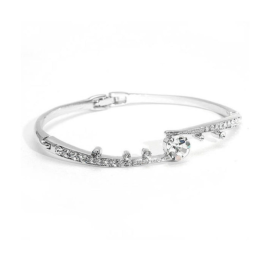 Elegant Bangle with Silver Austrian Element Crystals and CZ