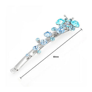 Flying Butterfly Hair Clip in Blue Austrian Element Crystals