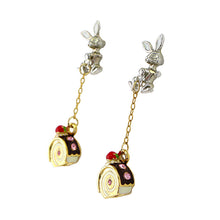 Load image into Gallery viewer, Glistering Rabbit and Roll Cake Earrings with Pink CZ