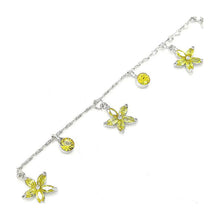 Load image into Gallery viewer, Elegant Flower Anklet with Yellow Austrian Element Crystals